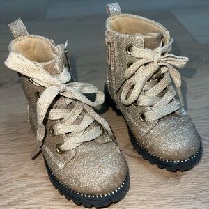 Gold Glitter Combat Boots